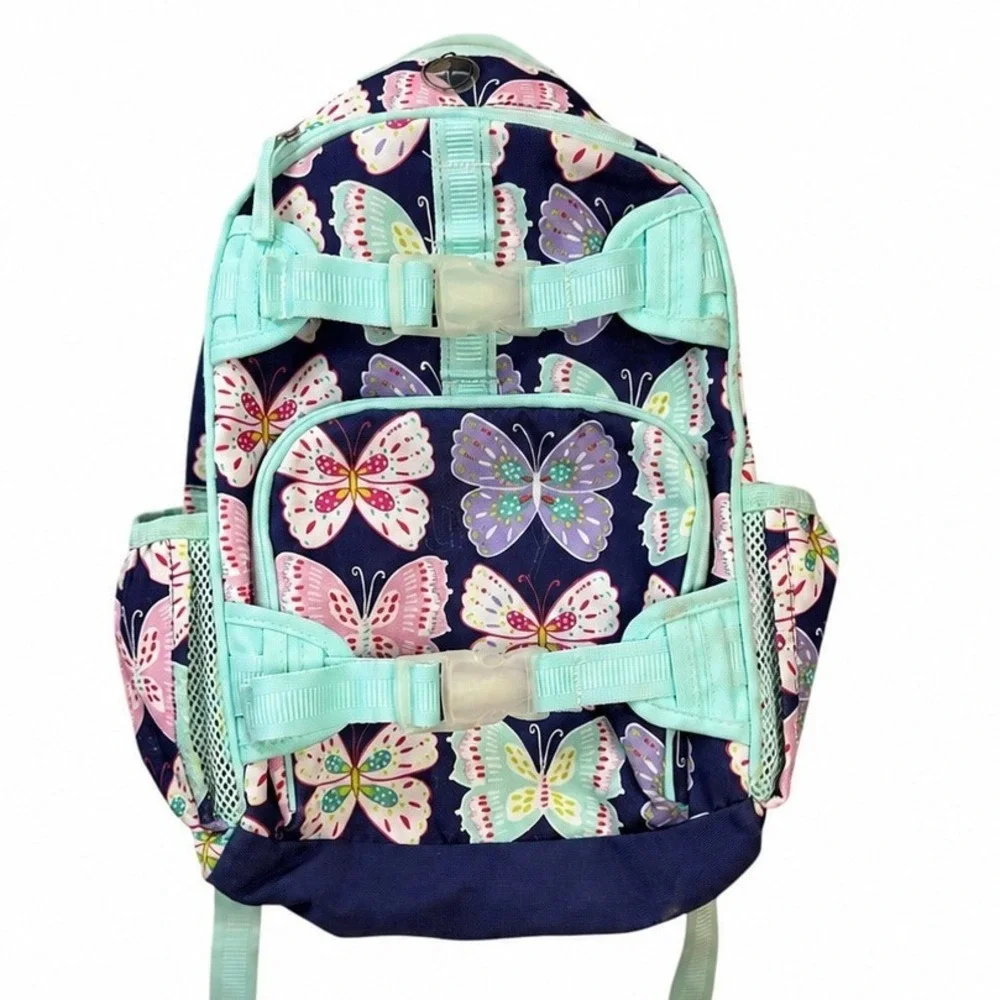 Pottery Barn Kids Mackenzie Small Backpack Navy Butterfly Aqua Trim School Bag
